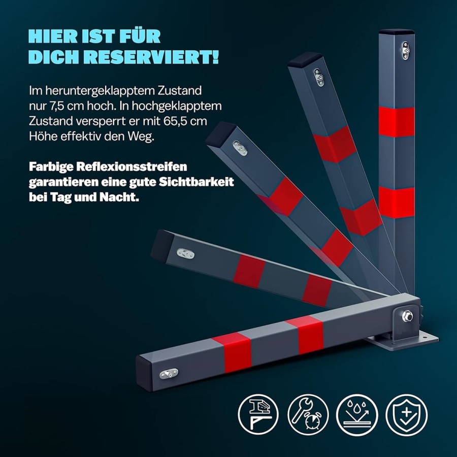 CRAFTMAX-Parkpfosten-Parkplatzsperre-Sperrpfosten-klappbar-und-abschliessbar-mit-3-Schluessel-3