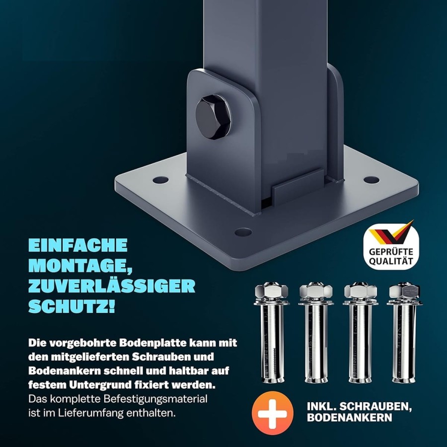 CRAFTMAX-Parkpfosten-Parkplatzsperre-Sperrpfosten-klappbar-und-abschliessbar-mit-3-Schluessel-5