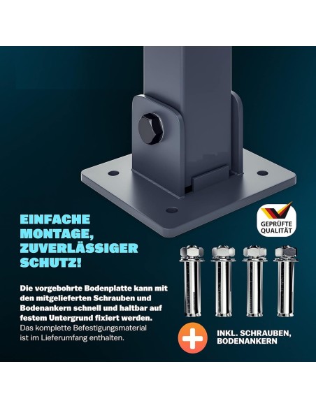 CRAFTMAX-Parkpfosten-Parkplatzsperre-Sperrpfosten-klappbar-und-abschliessbar-mit-3-Schluessel-5
