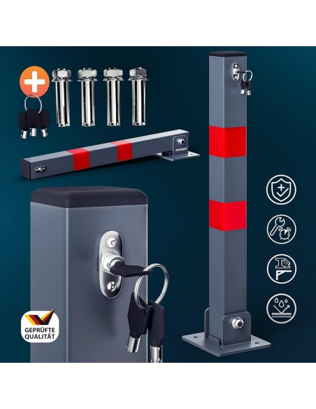 CRAFTMAX-Parkpfosten-Parkplatzsperre-Sperrpfosten-klappbar-und-abschliessbar-mit-3-Schluessel-8