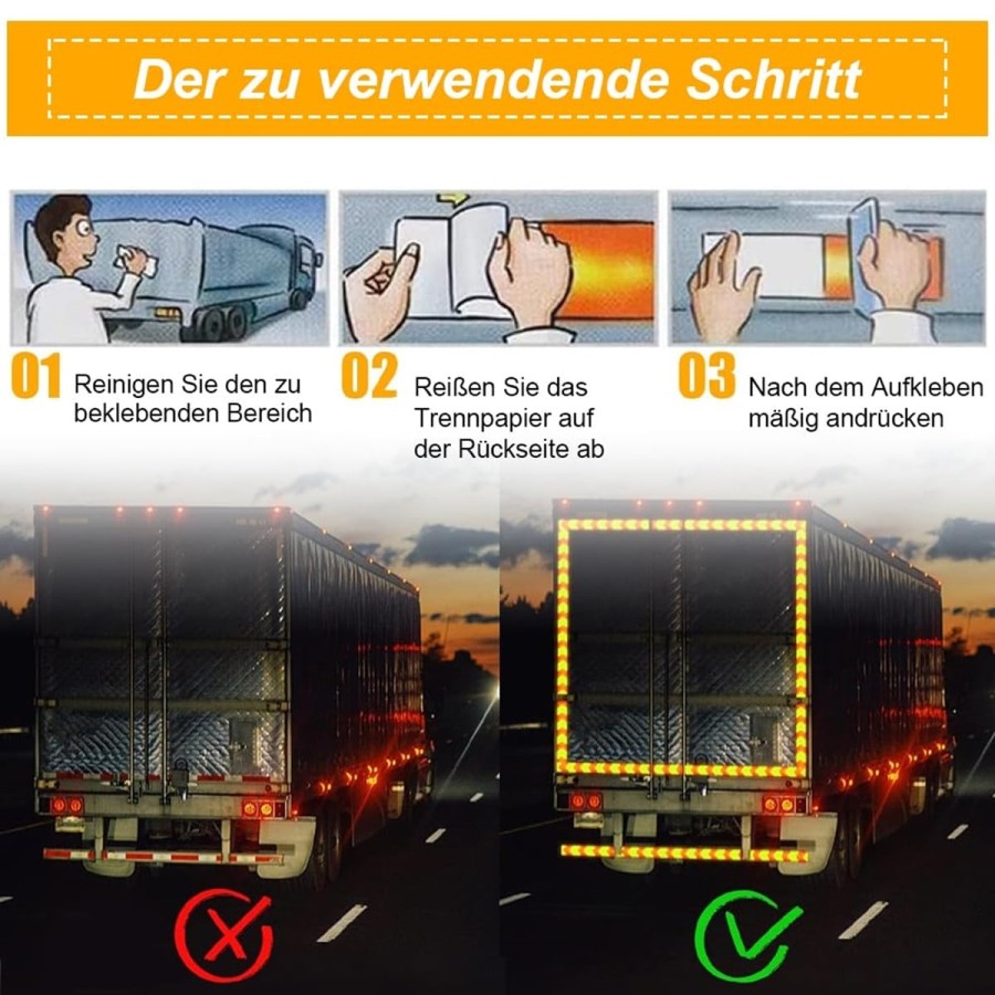 Reflektor-Warn-Klebeband-fuer-PKW-Anhaenger-Traktor-LKW-Caravan-Rot-Gelb-10cmx5cm-2