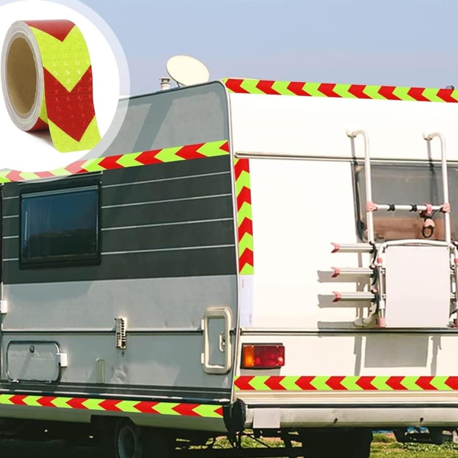 Reflektor-Warn-Klebeband-fuer-PKW-Anhaenger-Traktor-LKW-Caravan-Rot-Gelb-10cmx5cm-6
