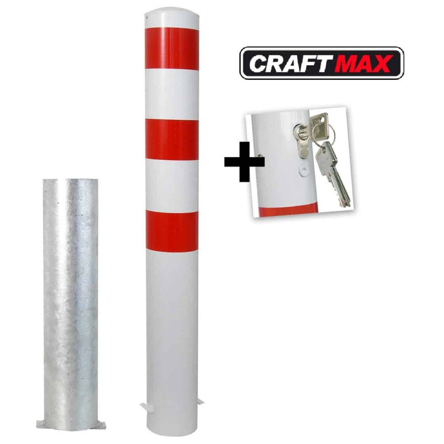 CRAFTMAX-massiver-Stahlrohrpoller-O150x3.2mm-einsteckbar-Sicherheitsschloss-Bodenhuelse-zum-Einbetonieren