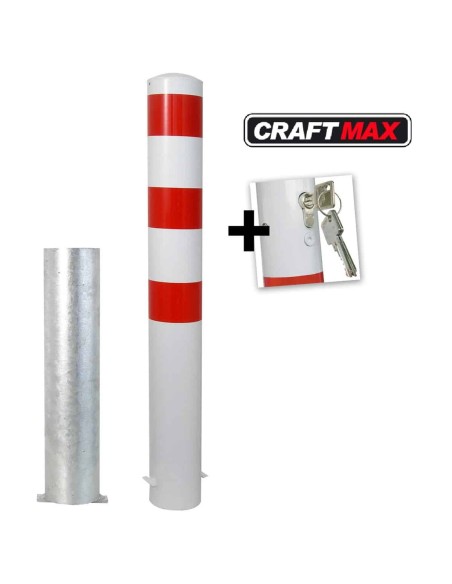 CRAFTMAX-massiver-Stahlrohrpoller-O150x3.2mm-einsteckbar-Sicherheitsschloss-Bodenhuelse-zum-Einbetonieren