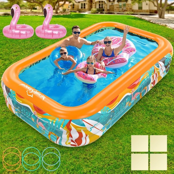 FLAMINGO-Super-mini-Pool-aufblasbares-Planschbecken-inkl.-2-Getraenkehalter-6-Wurfringe-300x180x55cm-8