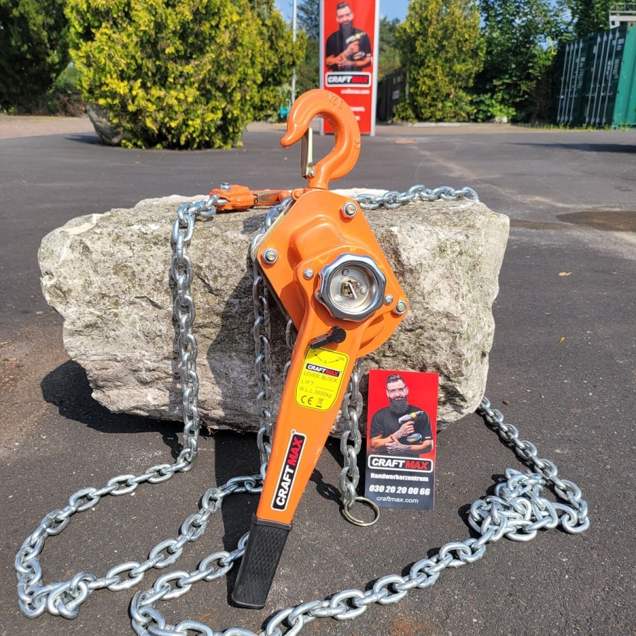 CRAFTMAX-Kettenzug-Hebelzug-Ratschenzug-Flaschenzug-3000Kg-3Ton-6m-Edelstahlkette