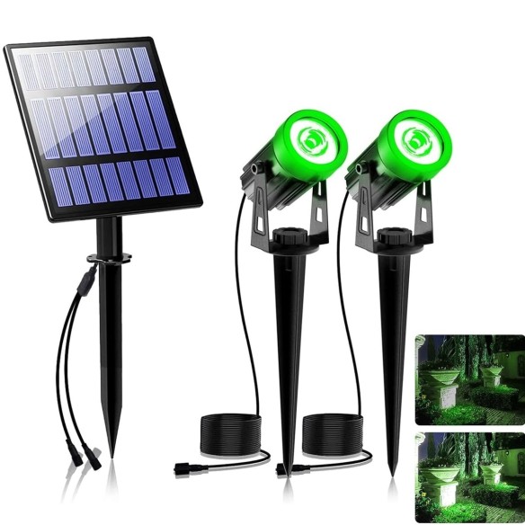 SOLAR-LED-Fluter-Gruen-Garten-Outdoor-Scheinwerfer-grosses-Solarpanel-2-Stueck