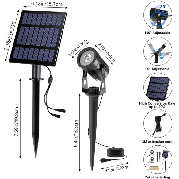 SOLAR-LED-Fluter-Gruen-Garten-Outdoor-Scheinwerfer-grosses-Solarpanel-longlive