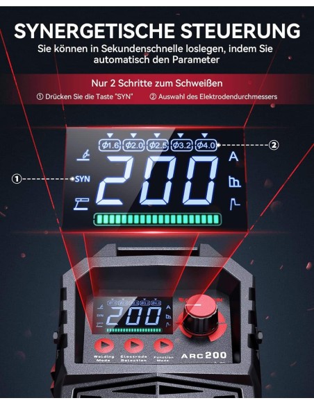 Elektroden-Schweissgeraet-230V-200-Ampere-IGBT-Inverter-MMA-Starter-Set-Hot-Start-Anti-Stick-ARC-Force-2
