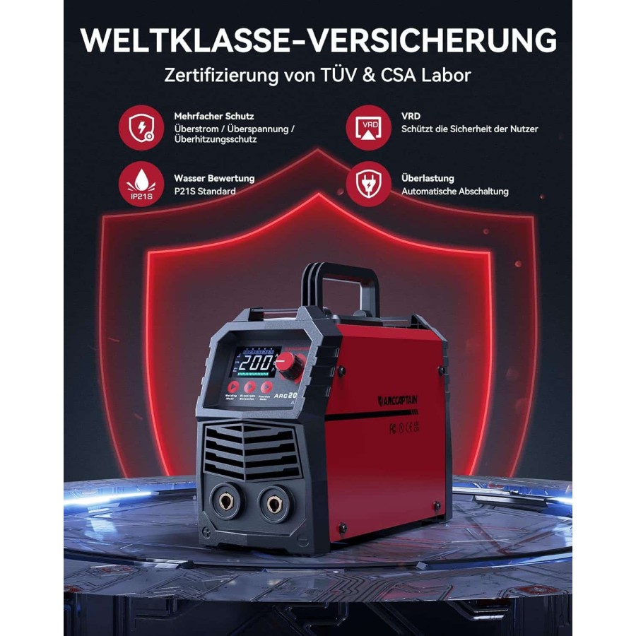 Elektroden-Schweissgeraet-230V-200-Ampere-IGBT-Inverter-MMA-Starter-Set-Hot-Start-Anti-Stick-ARC-Force-5