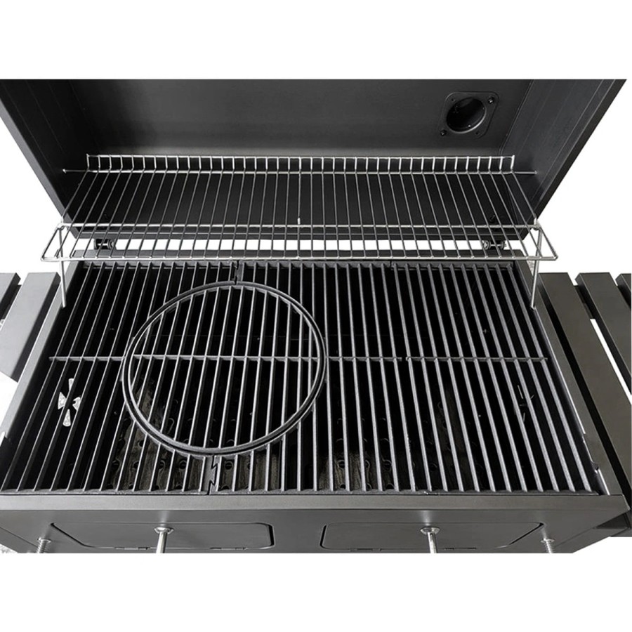 Mr.-Burns-Smoker-BBQ-Holzkohlegrill-Gartengrill-Deckel-Ablagen-Grillflaeche-80x42cm-9