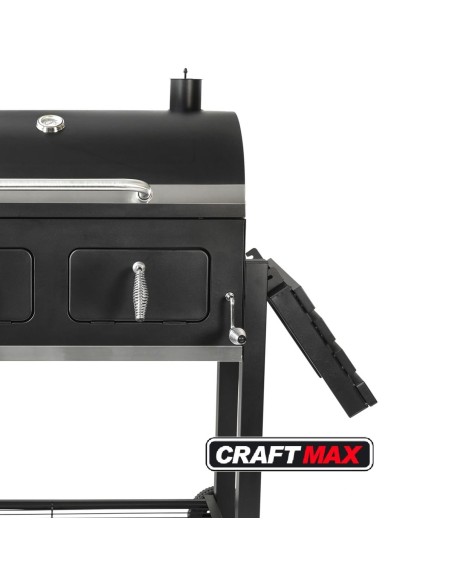 Mr.-Burns-Smoker-BBQ-Holzkohlegrill-Gartengrill-Deckel-Ablagen-Grillflaeche-80x42cm-8
