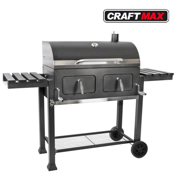 Mr.-Burns-Smoker-BBQ-Holzkohlegrill-Gartengrill-Deckel-Ablagen-Grillflaeche-80x42cm-1