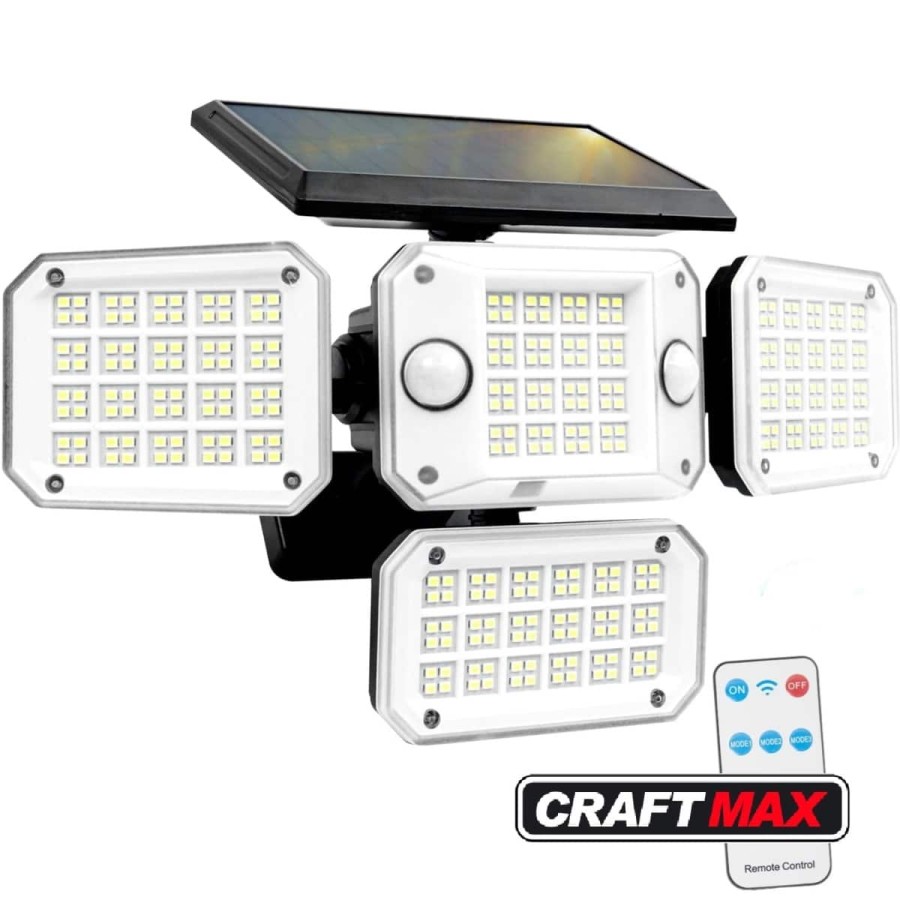 Solarlampe-mit-4-schwenkbaren-LED-Koepfen-Bewegungsmelder-Fernbedienung-fuer-Haus-Hof-Garten-Garage-1