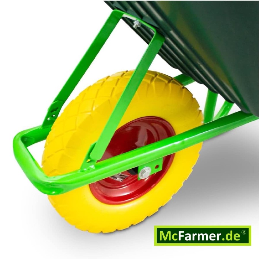 McFARMER-Gartenschubkarre-100-L-gruene-PP-Mulde-pannenfreies-PU-Rad-250kg-5