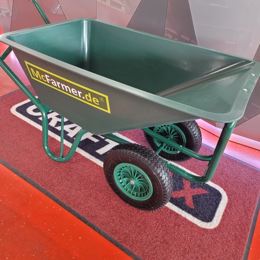 McFARMER-Doppelrad-Schubkarre-190L-PU-Wanne-dkl-2