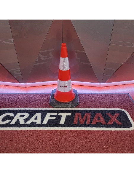 CRAFTMAX-Leitkegel-Verkehrshuetchen-Verkehrskegel-75cm-hohe-Pylonen-mit-Reflektor
