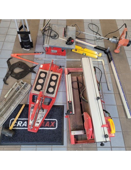 CRAFTMAX-Fliesenschneidmaschine-elektrisch-neigbarer-Edelstahltisch-mit-Winkelskala-verstellbarer-Winkelanschlag-Parallelanschla