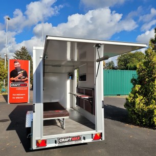 CRAFTMAX-OffRoad-Camping-Anhaenger-1300kg-Einachs-3.00x1.50x1.80m-mit-Klappe-nach-oben-Fenster-Tuer-100kmh-3 2