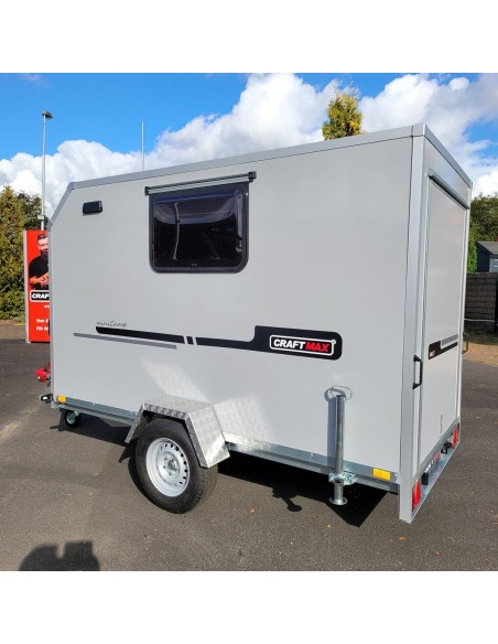 CRAFTMAX-OffRoad-Camping-Anhaenger-1300kg-Einachs-3.00x1.50x1.80m-mit-Klappe-nach-oben-Fenster-Tuer-100kmh-1