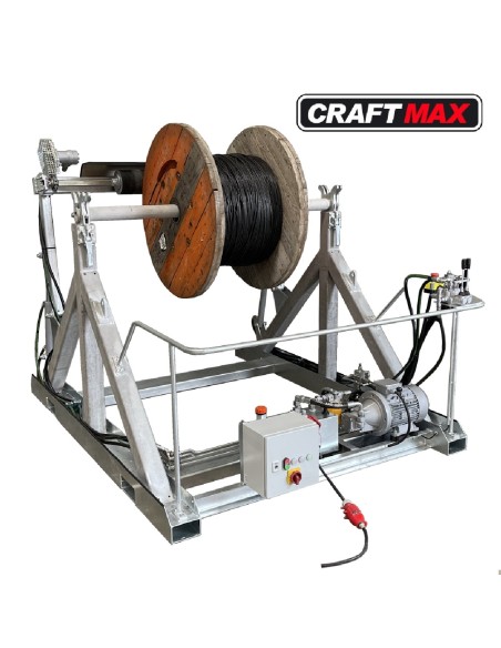 CRAFTMAX-Kabeltrommelbock-mit-400-Volt-Trommeldrehantrieb-Scheibenbremse
