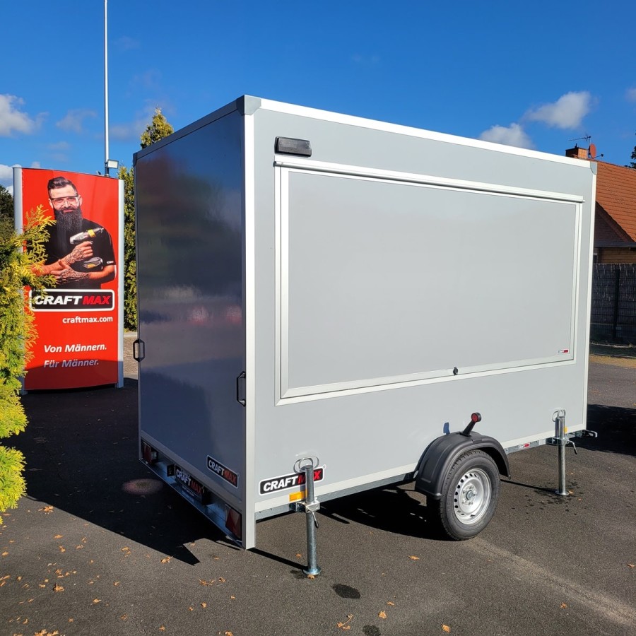 CRAFTMAX-Verkaufsanhaenger-Foodtruck-1300-3.00x1.80x2.00m-Thermo-Sandwichpanele-mit-seitlicher-Verkaufsklappe-Stuetzen-Steckdose