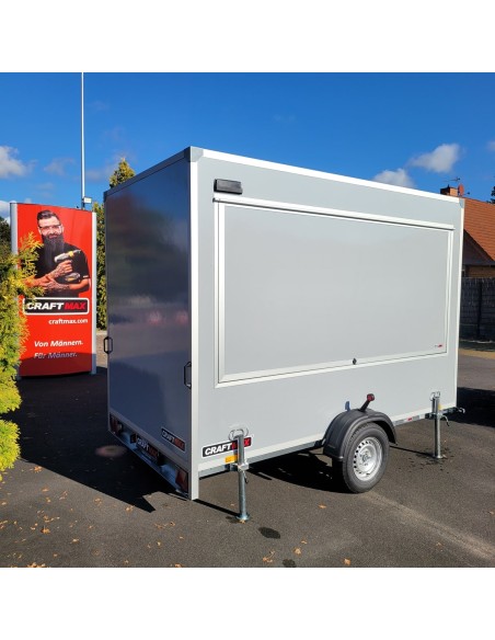 CRAFTMAX-Verkaufsanhaenger-Foodtruck-1300-3.00x1.80x2.00m-Thermo-Sandwichpanele-mit-seitlicher-Verkaufsklappe-Stuetzen-Steckdose