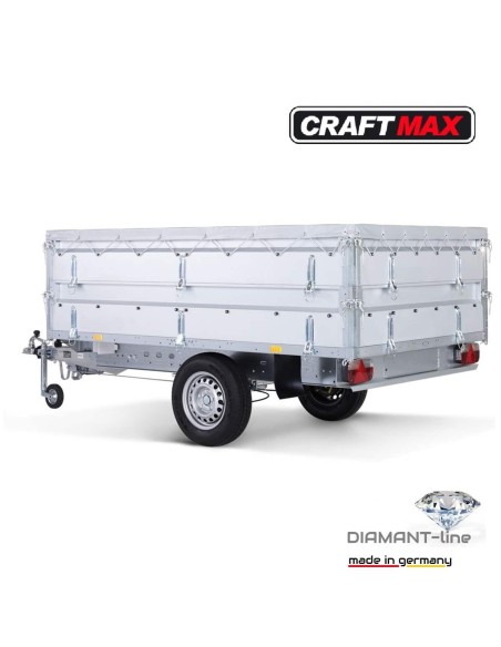 CRAFTMAX-Diamant-line-Pritsche-Einachser-mit-Bordwandaufsatz-und-Flachplane-210x128x35cm