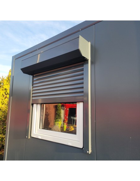 CRAFTMAX-Bauwagen-750-Thermo-Sandwichpanele-3.45×1.98×2.20m-ungebremst-Fenster-Tuer-Sitzgarnitur-Stuetzen-Heizung-Steckdosen-1
