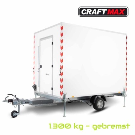 CRAFTMAX-Bauwagen-PKW-Anhaenger-1300kg-gebremst-Tuer-Fenster