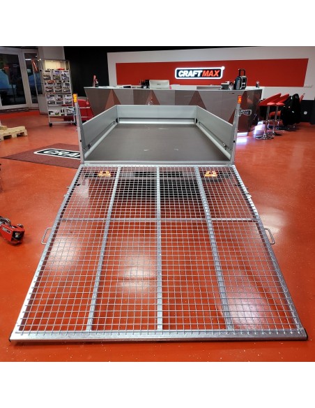 CRAFTMAX-KLAPPFIX-Kastenanhaenger-1300-Kg-ALU-Bordwaende-Stahlgitterheckklappe-Auffahrrampe-3000x1550x350mm-8