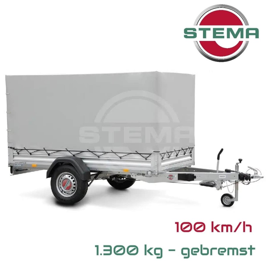 STEMA-ALU-STL-1300-O2-13-25-13.1-Kastenanhaenger-1300kg-mit-Hochplane-gebremst-V-Deichsel-100kmh