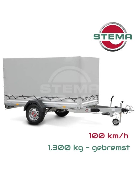 STEMA-ALU-STL-1300-O2-13-25-13.1-Kastenanhaenger-1300kg-mit-Hochplane-gebremst-V-Deichsel-100kmh
