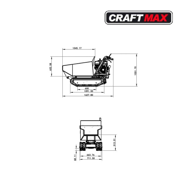 CRAFTMAX-Minidumper-Kettenantrieb-9-PS-Benzinmotor-500-Kg-Zuladung