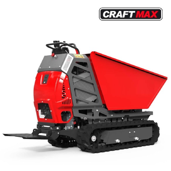 CRAFTMAX-500kg-Minidumper-Raupendumper-Fahrerplattform-Kettenantrieb-7-PS-Benzinmotor-hydraulische-Kippvorrichtung-1