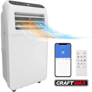 Mobile-Waermepumpen-Heizung-Klimageraet-Raumentfeuchter-Ventilator-12000BTU-24H-Timer-APP-fuer-Raeume-bis-90m³