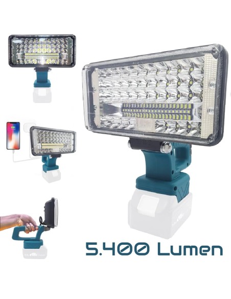 90-Watt-LED-Scheinwerfer-Weitstrahler-Baustrahler-Lichtstrom-5400-Lumen-passend-fuer-MAKITA-18V-Lithium-Ionen-Akkus-1