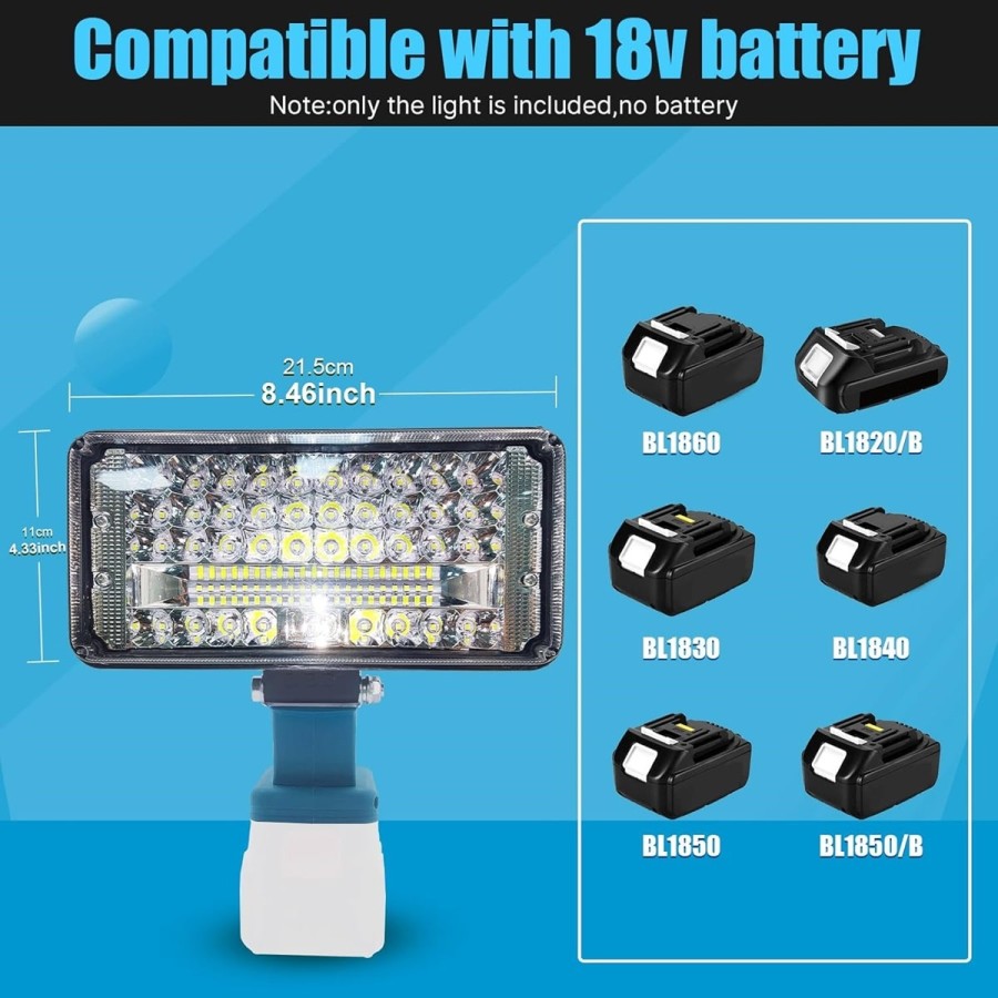 90-Watt-LED-Scheinwerfer-Weitstrahler-Baustrahler-Lichtstrom-5400-Lumen-passend-fuer-MAKITA-18V-Lithium-Ionen-Akkus-3