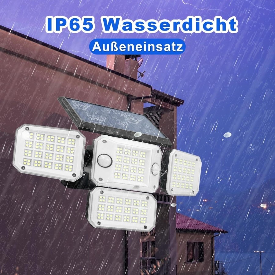 Solarlampe-mit-4-schwenkbaren-LED-Koepfen-Bewegungsmelder-Fernbedienung-fuer-Haus-Hof-Garten-Garage-5