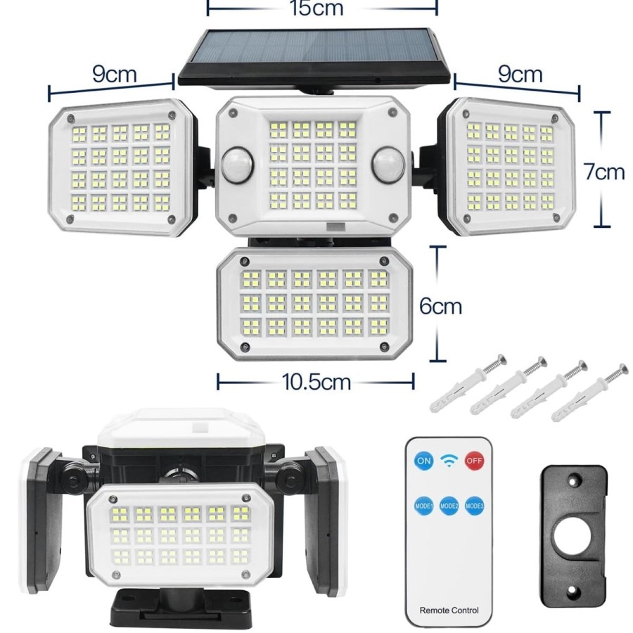 Solarlampe-mit-4-schwenkbaren-LED-Koepfen-Bewegungsmelder-Fernbedienung-fuer-Haus-Hof-Garten-Garage-4