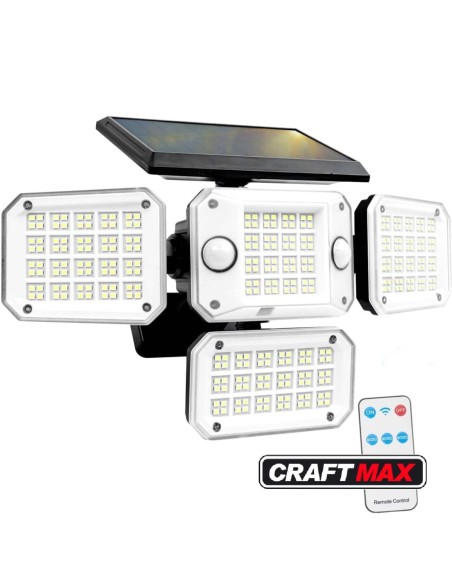 Solarlampe-mit-4-schwenkbaren-LED-Koepfen-Bewegungsmelder-Fernbedienung-fuer-Haus-Hof-Garten-Garage-1