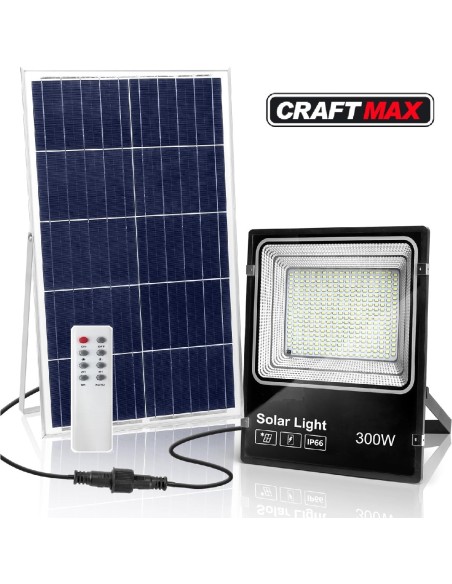 CRAFTMAX-300W-Solar-Flutlichtstrahler-superhell-fuer-Aussen-mit-grossem-Solarpanel-25000-mAH-Batteriekapazitaet-Kaltweiss-6500K-