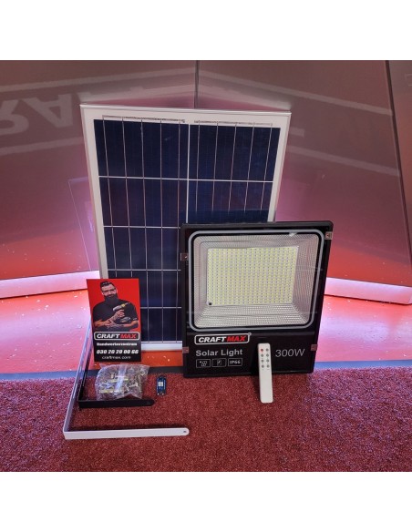 CRAFTMAX-300W-Solar-Flutlichtstrahler-superhell-fuer-Aussen-mit-grossem-Solarpanel-25000-mAH-Batteriekapazitaet-Kaltweiss-6500K-
