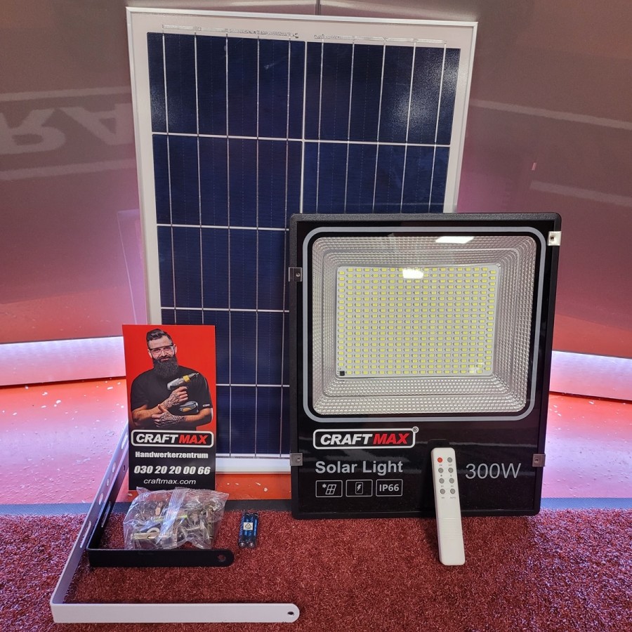 CRAFTMAX-300W-Solar-Flutlichtstrahler-superhell-fuer-Aussen-mit-grossem-Solarpanel-25000-mAH-Batteriekapazitaet-Kaltweiss-6500K-