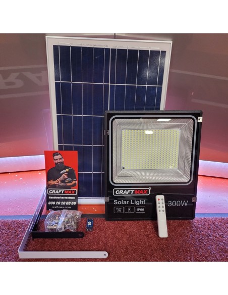 CRAFTMAX-300W-Solar-Flutlichtstrahler-superhell-fuer-Aussen-mit-grossem-Solarpanel-25000-mAH-Batteriekapazitaet-Kaltweiss-6500K-