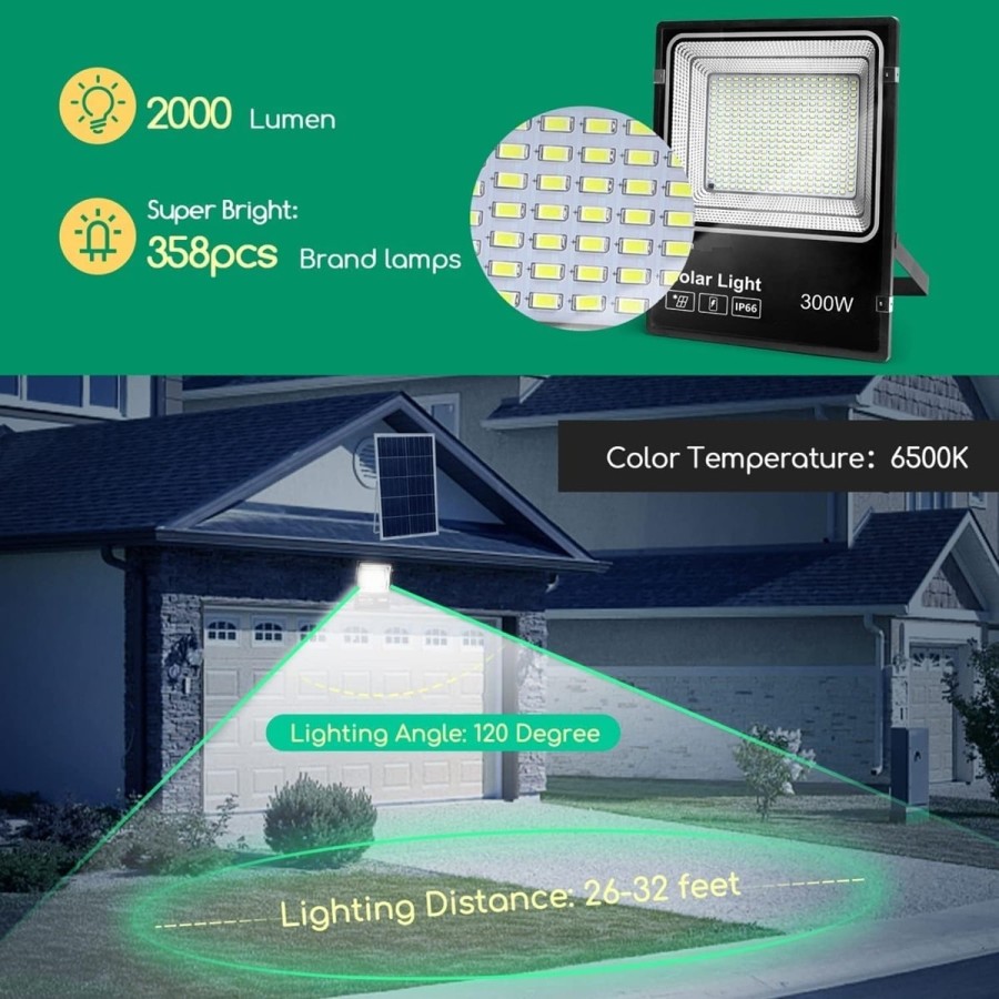 CRAFTMAX-300W-Solar-Flutlichtstrahler-superhell-fuer-Aussen-mit-grossem-Solarpanel-25000-mAH-Batteriekapazitaet-Kaltweiss-6500K-