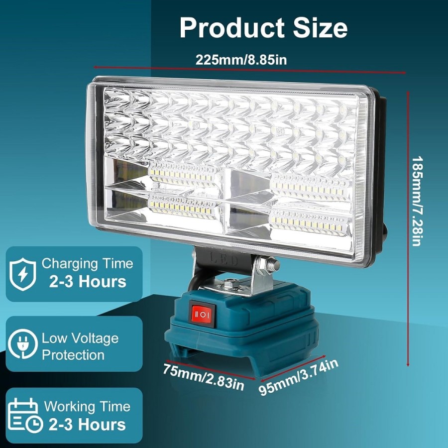100-Watt-LED-Scheinwerfer-Weitstrahler-Baustrahler-Lichtstrom-8000-Lumen-passend-fuer-MAKITA-18V-Lithium-Ionen-Akkus-7