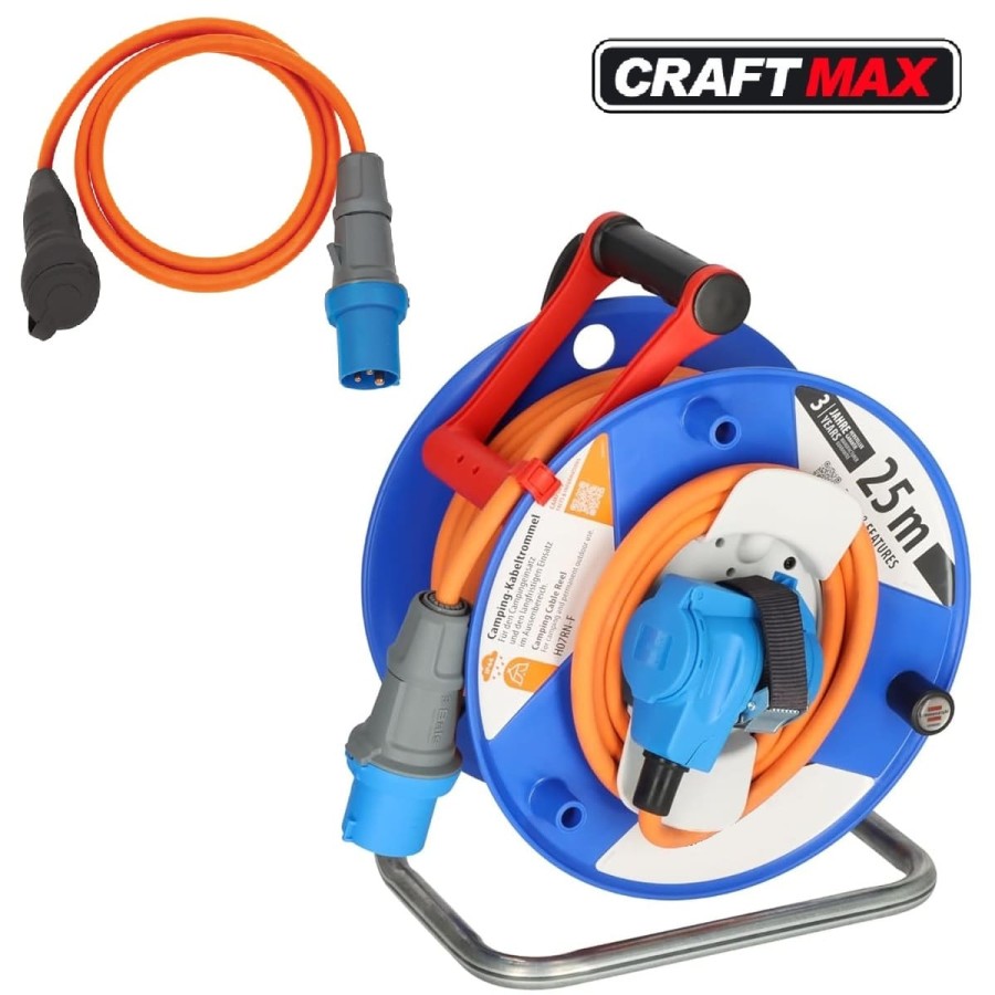 CRAFTMAX-Camping-Kabeltrommel-25m-H07RN-F-3G25-in-orange-Brennenstuhl-Camping-Adapterkabel-mit-CEE-Stecker-und-Schutzkontakt-Kup