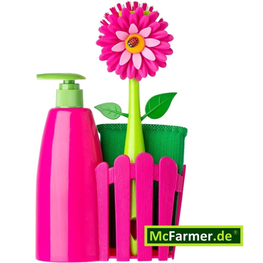 Pink-Flower-Power-Spuelbecken-Oranizer-in-Form-einer-Blume