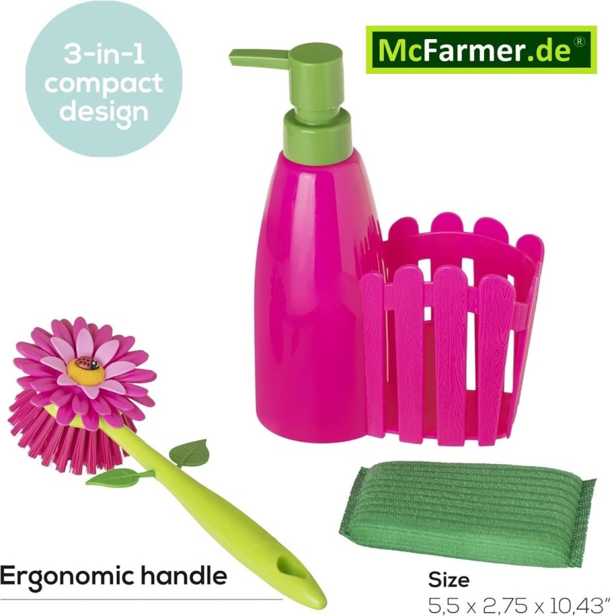 Pink-Flower-Power-Spuelbecken-Halter-in-Form-einer-Blume
